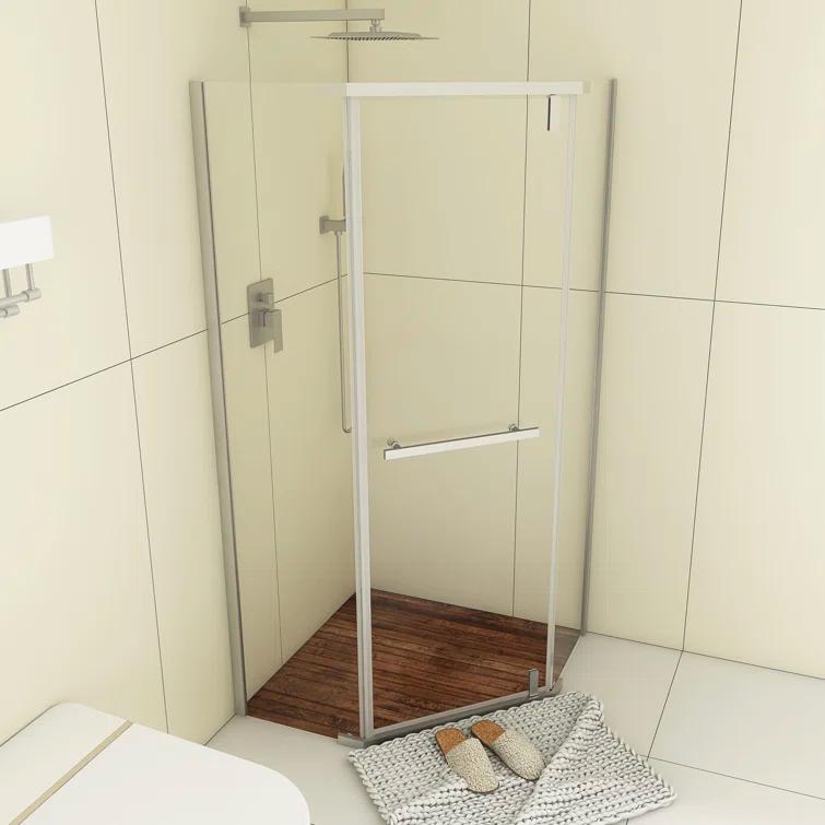 Bossicavelly 36" x 72" Neo-angle Pivot Semi Frameless Corner Shower Enclosure BOPSSD07CH