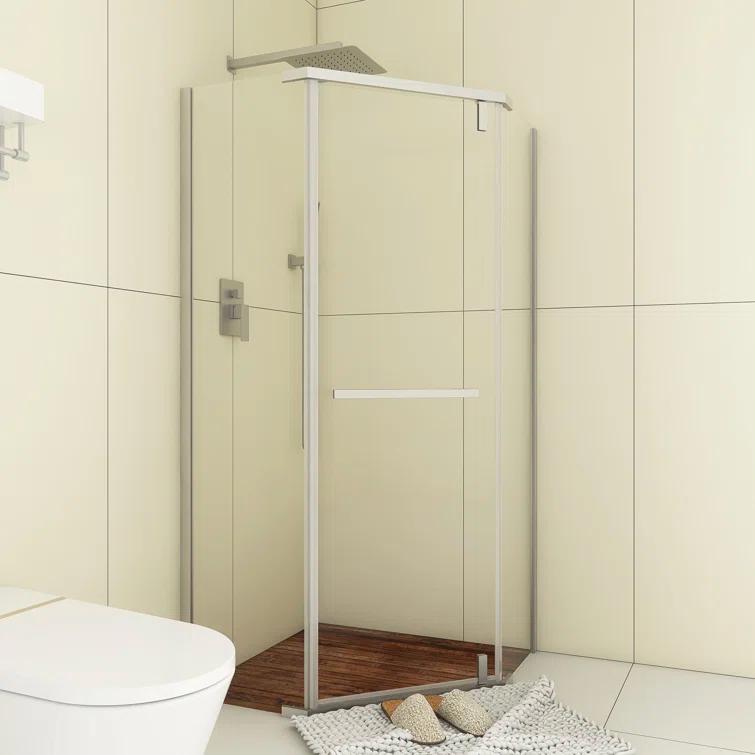 Bossicavelly 36" x 72" Neo-angle Pivot Semi Frameless Corner Shower Enclosure BOPSSD07CH