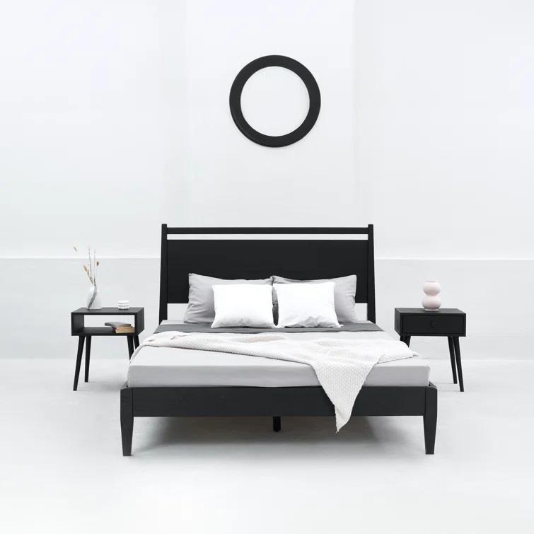 NTC Adept Solid Wood Bed Frame with Headboard and Silent Slats, 1000 Lb Capacity Bed Frame