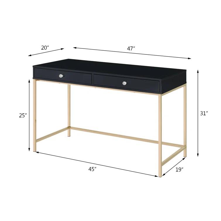 Ottey Writing Desk In High Gloss & Gold Finish,Computer Desk