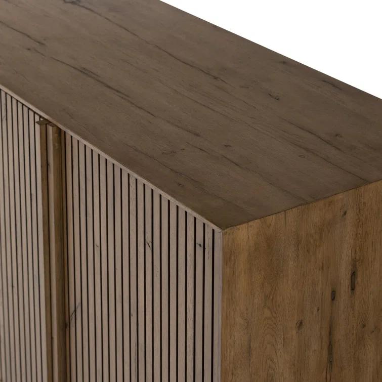 Leo 82'' Rustic Brown Oak Sideboard with Plinth Base