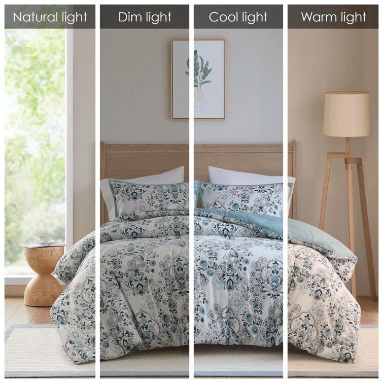 Brielle 3 Piece Floral Printed Cotton Comforter Set