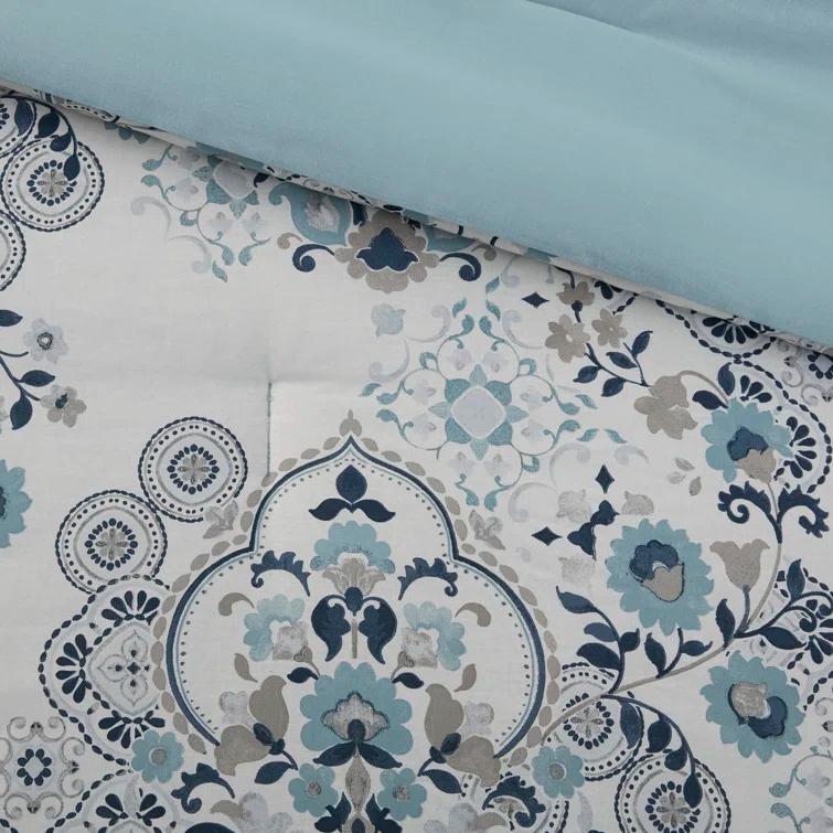 Brielle 3 Piece Floral Printed Cotton Comforter Set