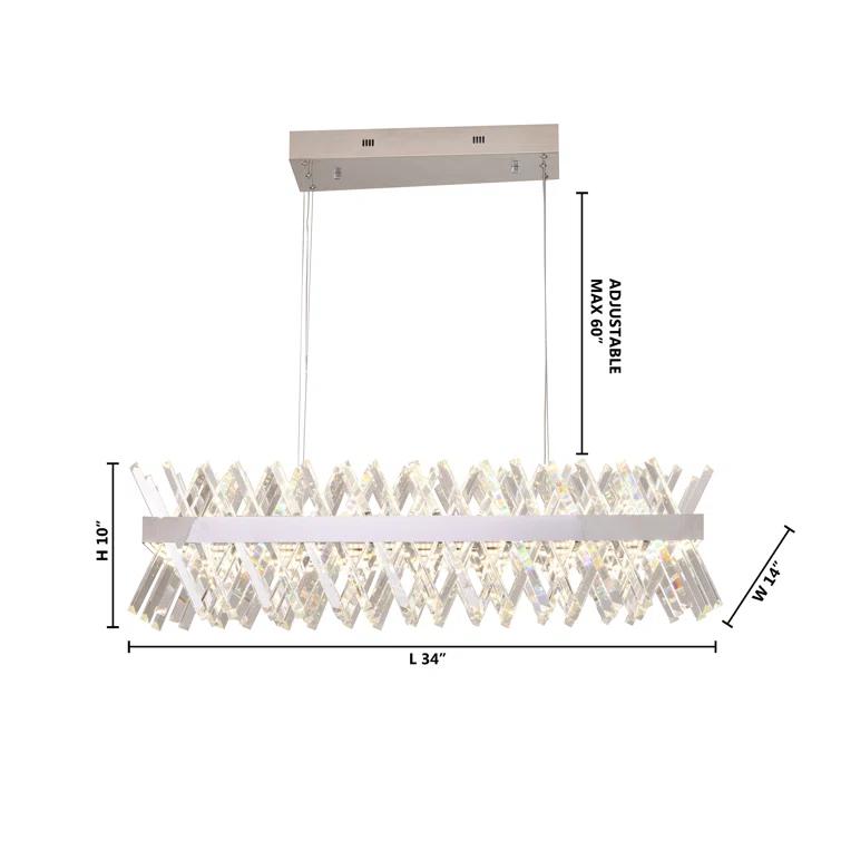 Bethel 34" Chrome Crystal LED Chandelier with Adjustable Cord