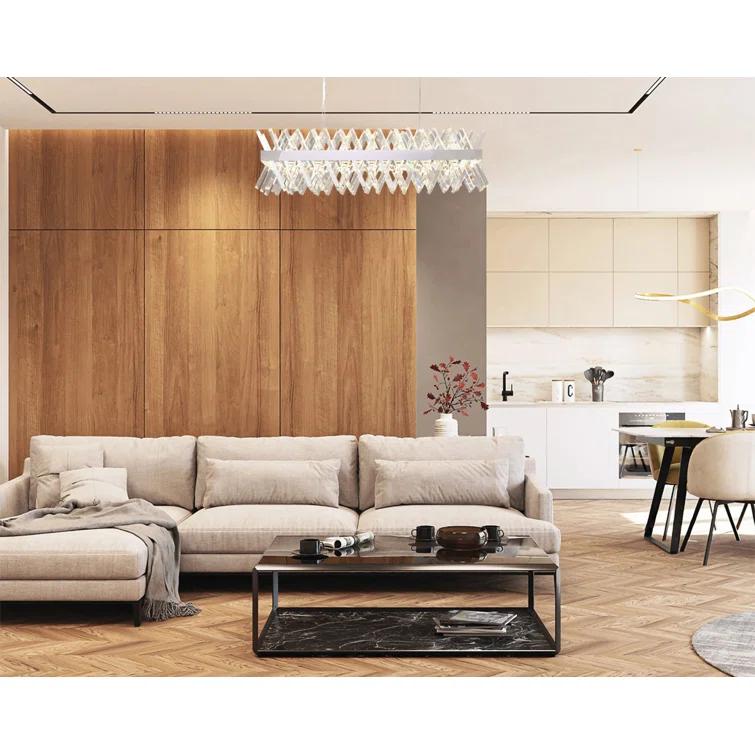Bethel 34" Chrome Crystal LED Chandelier with Adjustable Cord