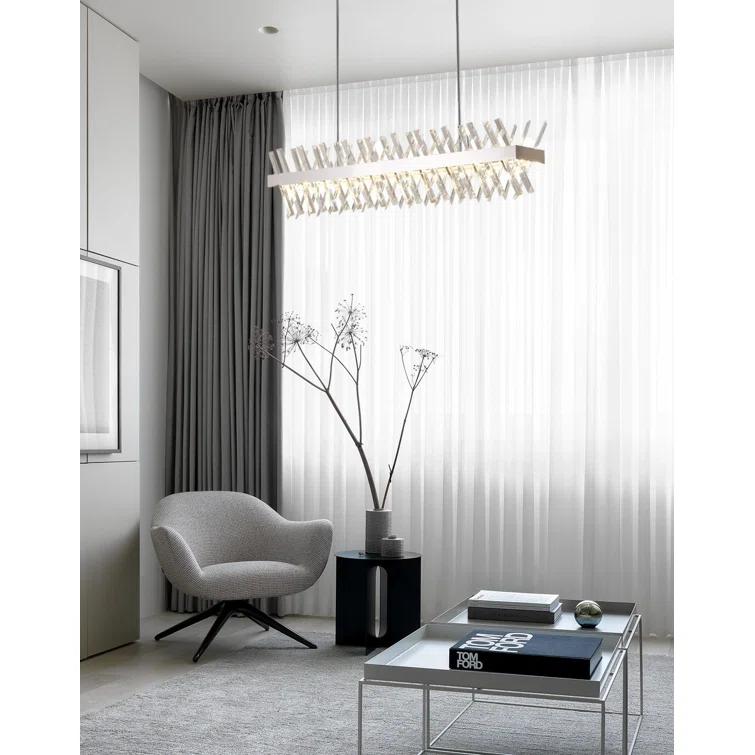 Chrome and Crystal 40" LED Rectangle Chandelier