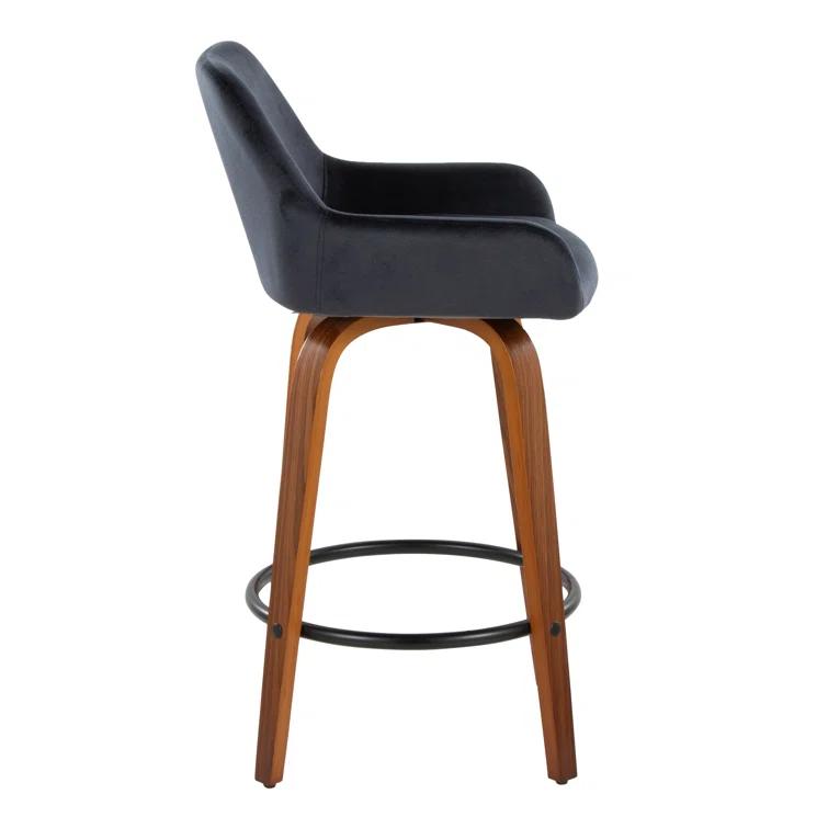 Cassiopeia Fixed-Height Fabric Upholstered Bar & Counter Stool with Bent Wood Legs