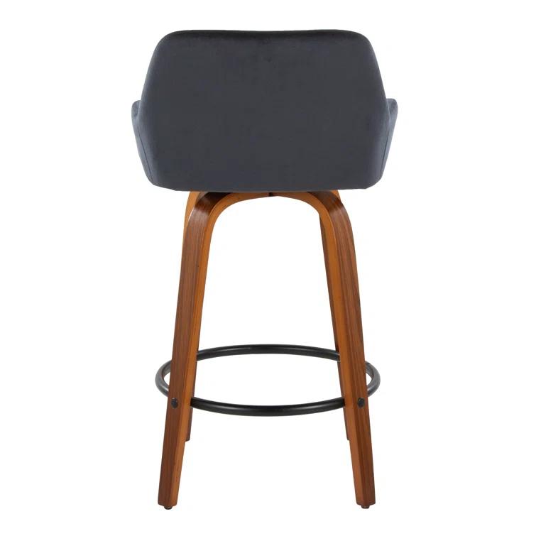 Cassiopeia Fixed-Height Fabric Upholstered Bar & Counter Stool with Bent Wood Legs