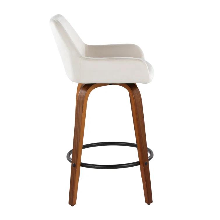 Cassiopeia Fixed-Height Fabric Upholstered Bar & Counter Stool with Bent Wood Legs