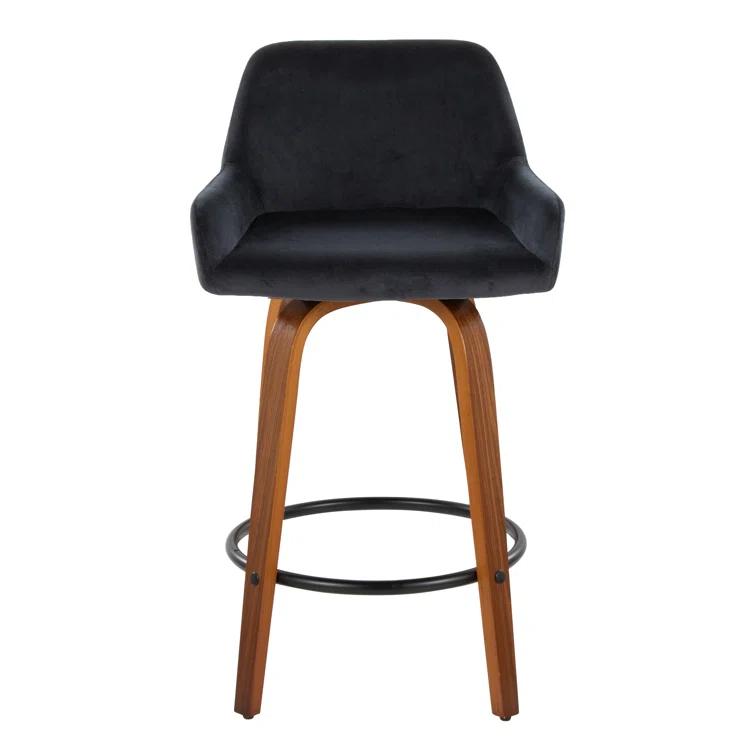 Cassiopeia Fixed-Height Fabric Upholstered Bar & Counter Stool with Bent Wood Legs
