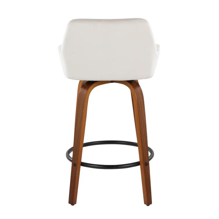Cassiopeia Fixed-Height Fabric Upholstered Bar & Counter Stool with Bent Wood Legs