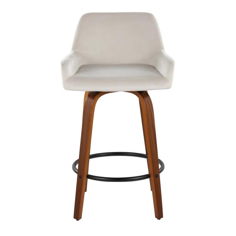 Cassiopeia Fixed-Height Fabric Upholstered Bar & Counter Stool with Bent Wood Legs