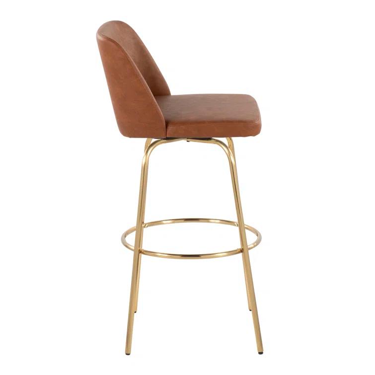 Swivel Upholstered Counter Stool with Metal Frame (Set of 2)