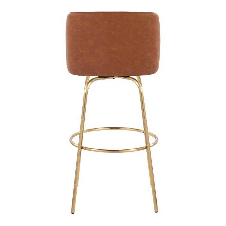 Swivel Upholstered Counter Stool with Metal Frame (Set of 2)