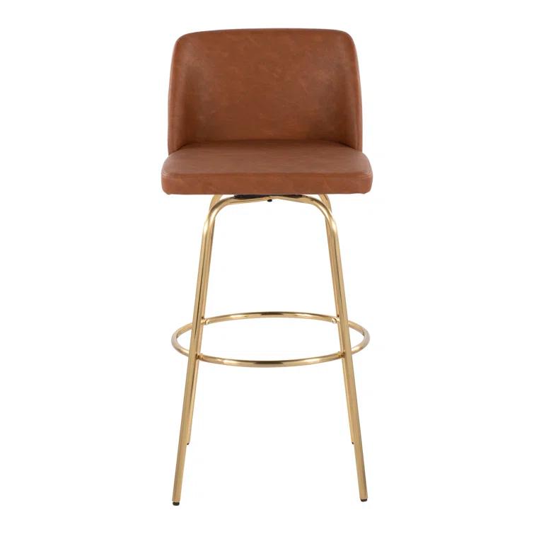 Swivel Upholstered Counter Stool with Metal Frame (Set of 2)