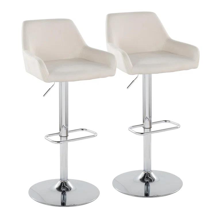 Swivel Upholstered Adjustable Height Counter Stool with Metal Frame