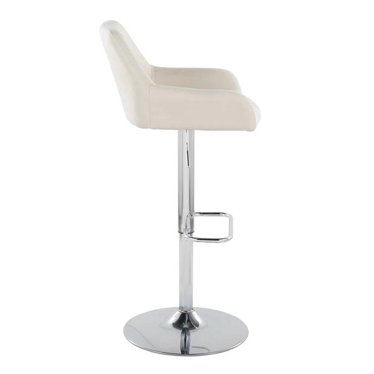 Swivel Upholstered Adjustable Height Counter Stool with Metal Frame