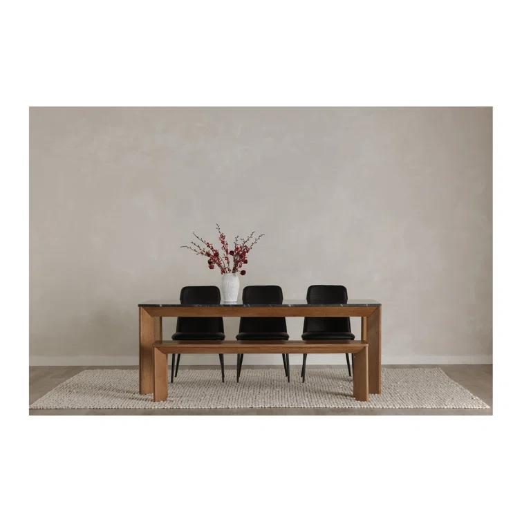 Douglas Contemporary Black Genuine Leather Side Chair