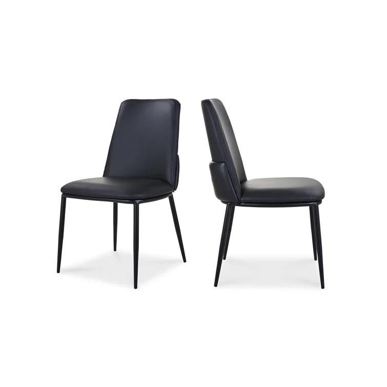 Douglas Contemporary Black Genuine Leather Side Chair