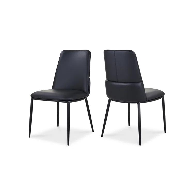 Douglas Contemporary Black Genuine Leather Side Chair