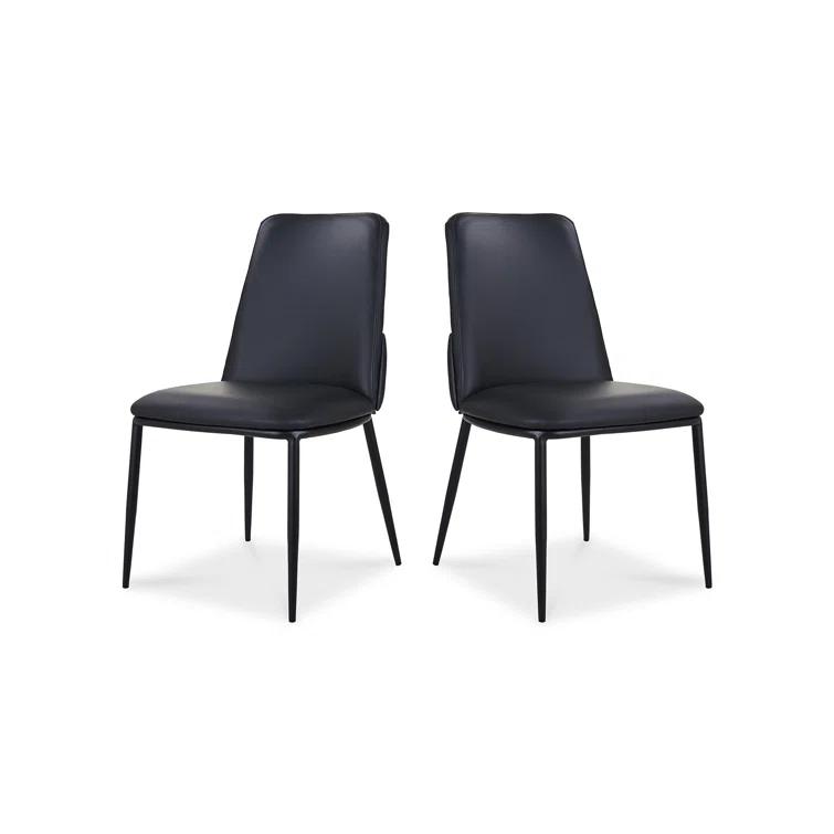 Douglas Contemporary Black Genuine Leather Side Chair