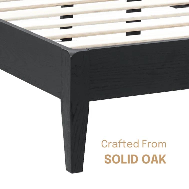 NTC Adept Solid Wood Bed Frame with Headboard and Silent Slats, 1000 Lb Capacity Bed Frame