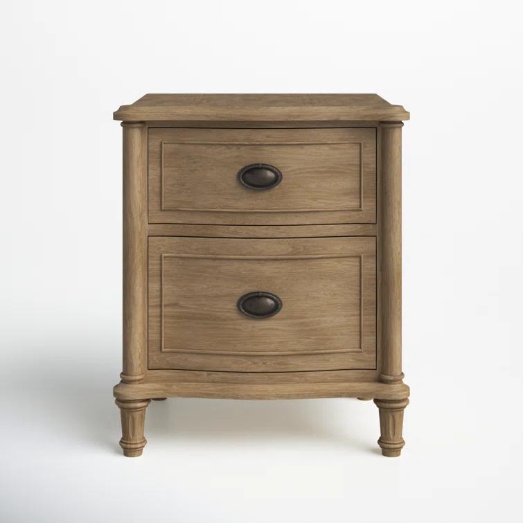 Devon Traditional Brown Wood 2-Drawer Nightstand