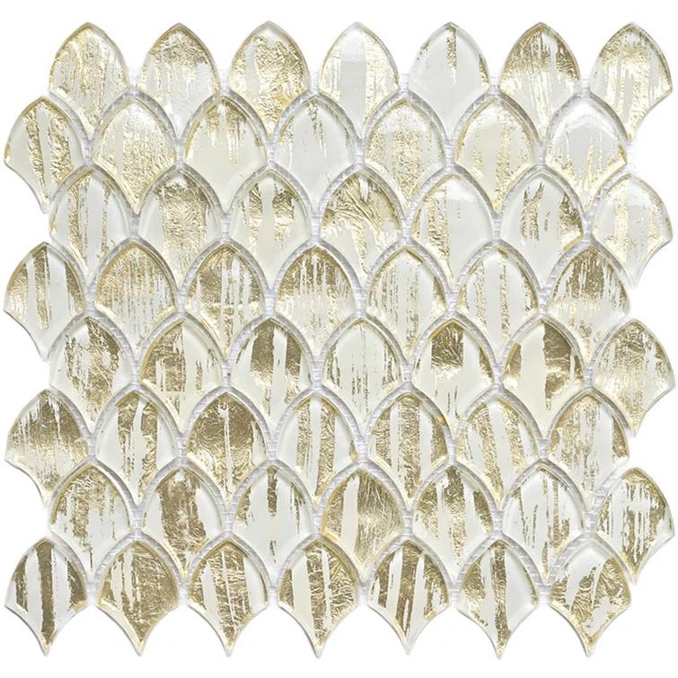 Majeste 0.5" x 2" Glass Fish Scale Mosaic Wall & Floor Tile