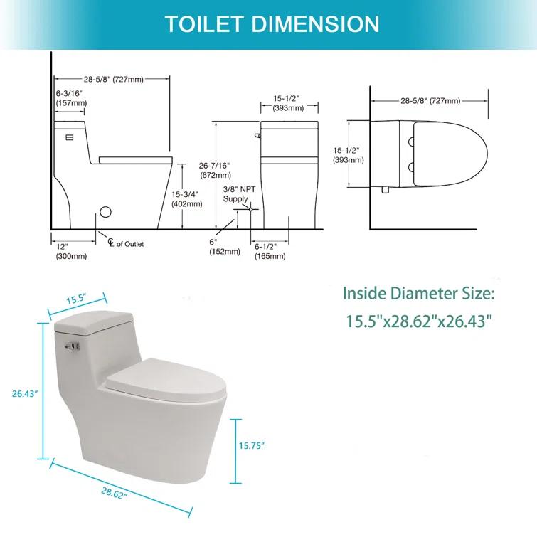 APRESSHUI 1.28 Gallons GPF Elongated Floor Mounted (Seat Included)