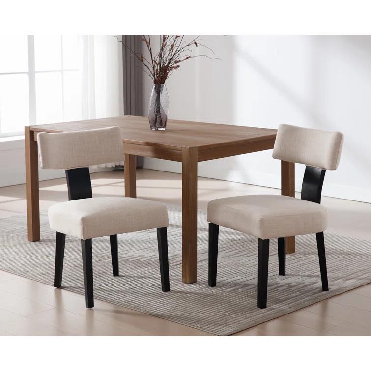 Gracie Oaks Inelda Mid Century Upholstered Dining Chairs Side Chairs Farmhouse Faux Leather Dining Chair with Wood Legs (Set of 2)