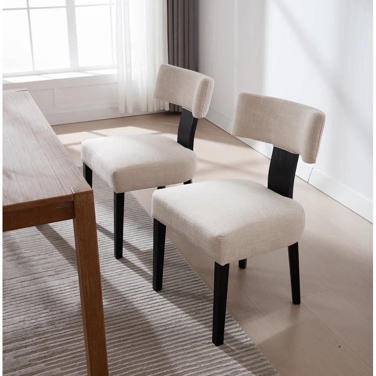 Gracie Oaks Inelda Mid Century Upholstered Dining Chairs Side Chairs Farmhouse Faux Leather Dining Chair with Wood Legs (Set of 2)
