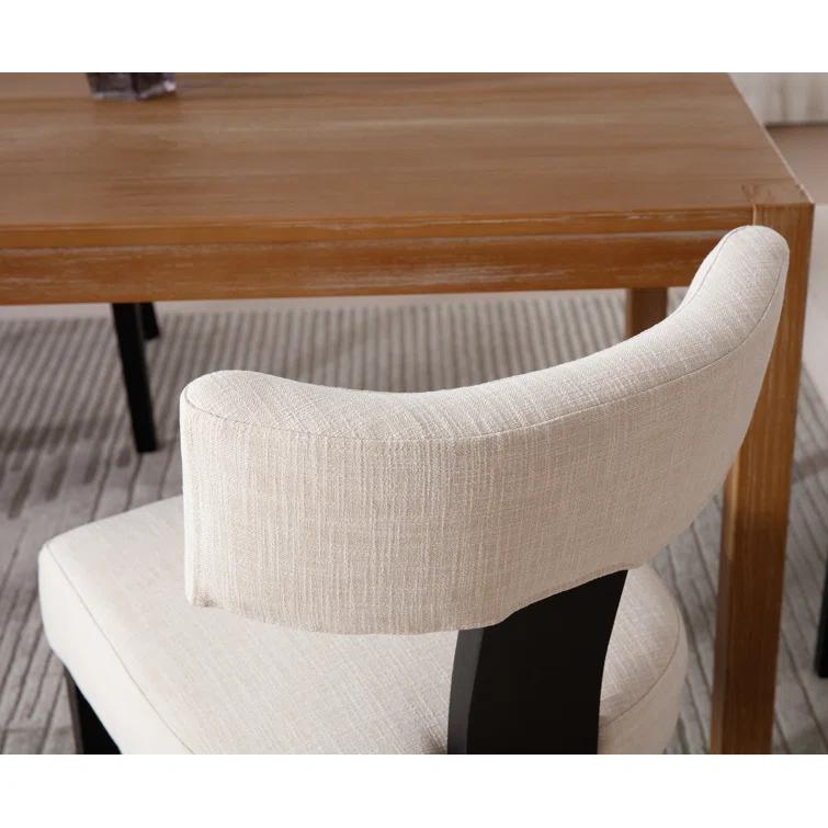 Gracie Oaks Inelda Mid Century Upholstered Dining Chairs Side Chairs Farmhouse Faux Leather Dining Chair with Wood Legs (Set of 2)