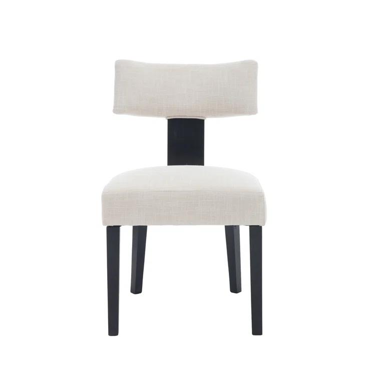 Gracie Oaks Inelda Mid Century Upholstered Dining Chairs Side Chairs Farmhouse Faux Leather Dining Chair with Wood Legs (Set of 2)