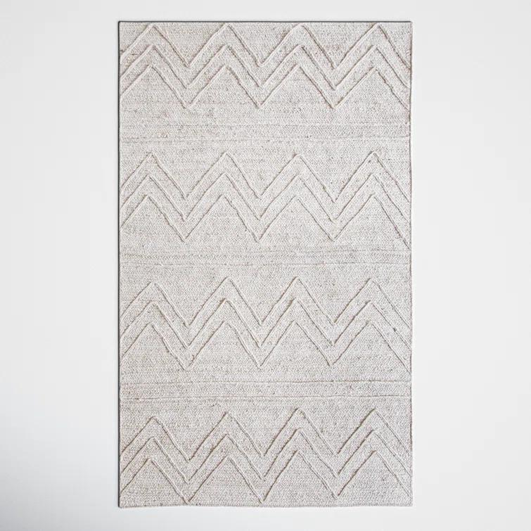 Albans Chevron Handmade Hand-Loomed Jute Area Rug in Ivory