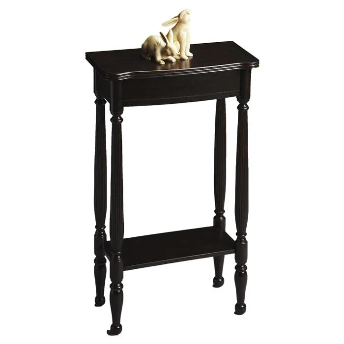Whitney Rubbed Black Wood Console Table with Storage