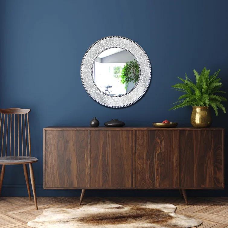 World Menagerie Cobberas Manufactured Wood, Glass Round Wall Mirror