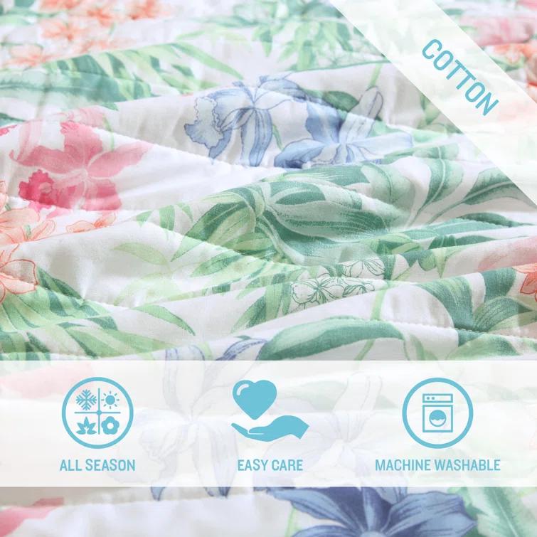 Tommy Bahama Home Tommy Bahama Island Orchid Cotton Reversible Pink Quilt Set
