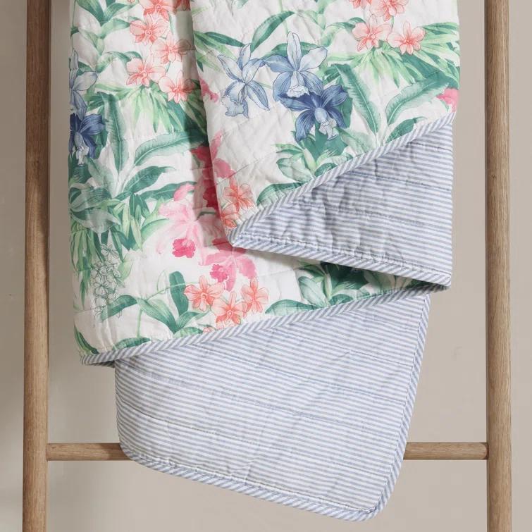 Tommy Bahama Home Tommy Bahama Island Orchid Cotton Reversible Pink Quilt Set