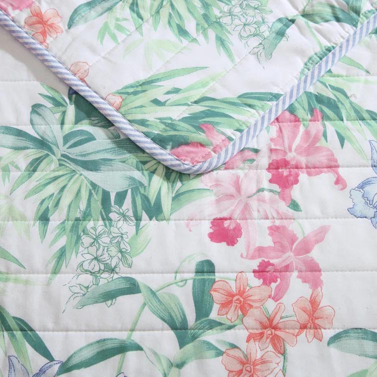 Tommy Bahama Home Tommy Bahama Island Orchid Cotton Reversible Pink Quilt Set