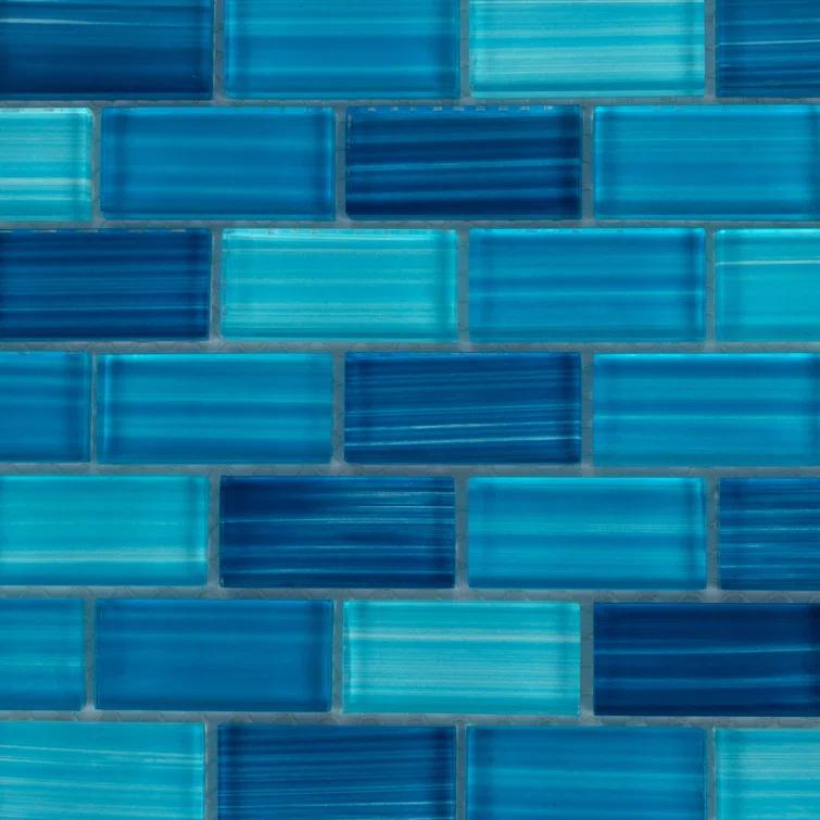 Swimming Pool Series 1" x 2" Straight Edge Glass Mosaic Tile