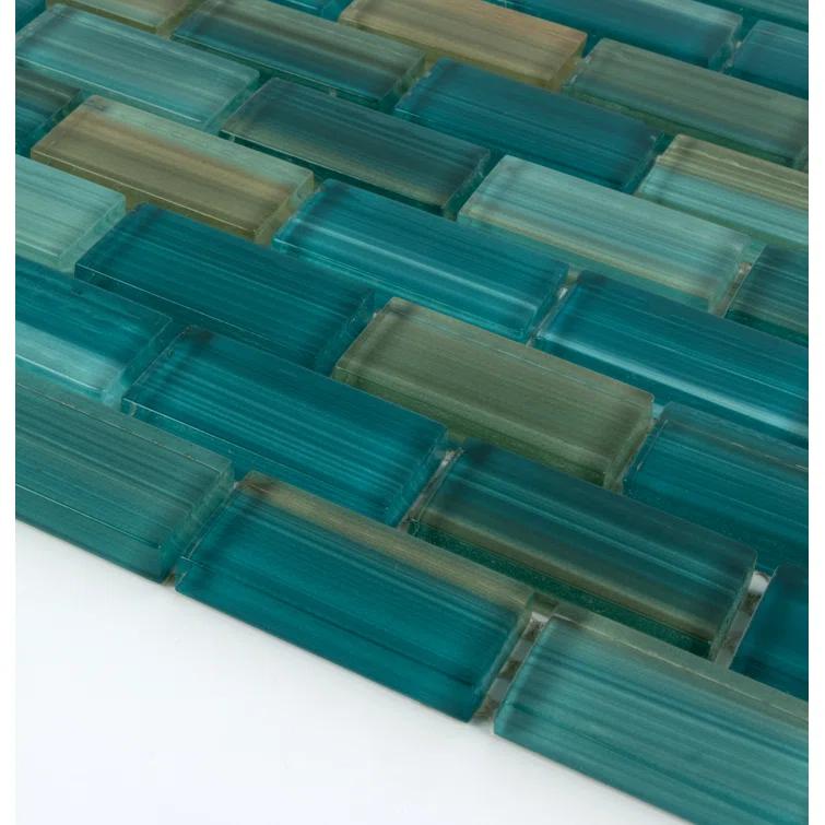 Swimming Pool Series 1" x 2" Straight Edge Glass Mosaic Tile