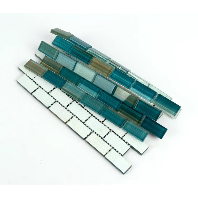 Swimming Pool Series 1" x 2" Straight Edge Glass Mosaic Tile