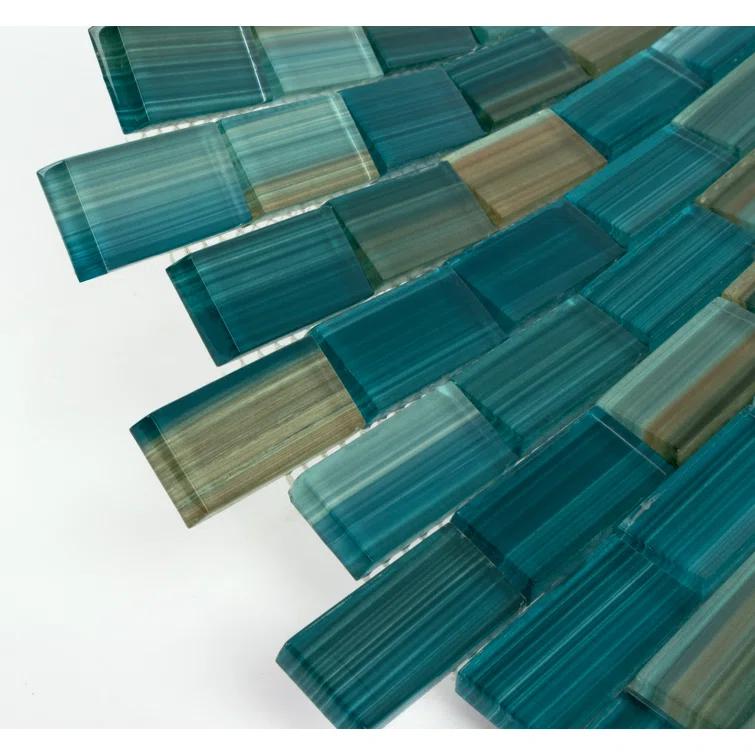 Swimming Pool Series 1" x 2" Straight Edge Glass Mosaic Tile
