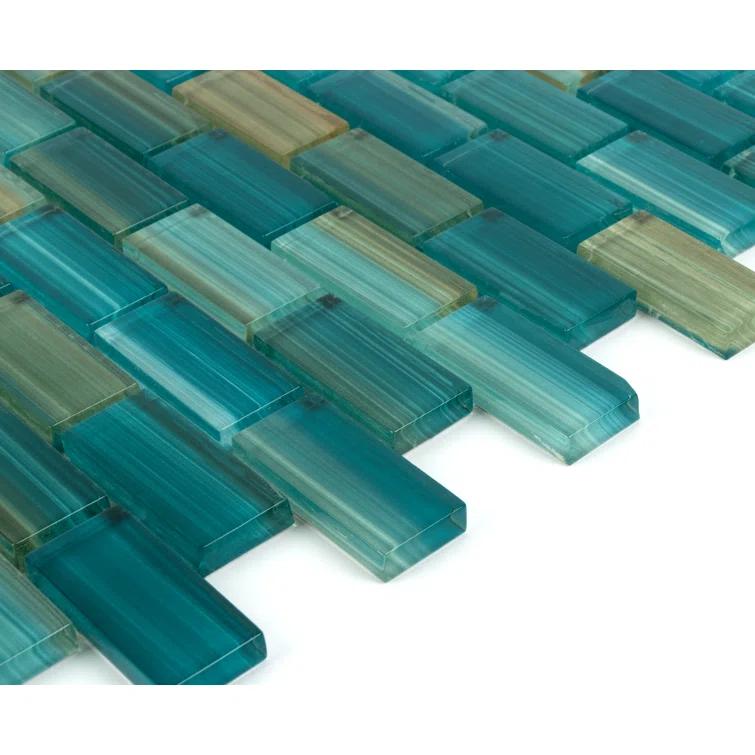 Swimming Pool Series 1" x 2" Straight Edge Glass Mosaic Tile