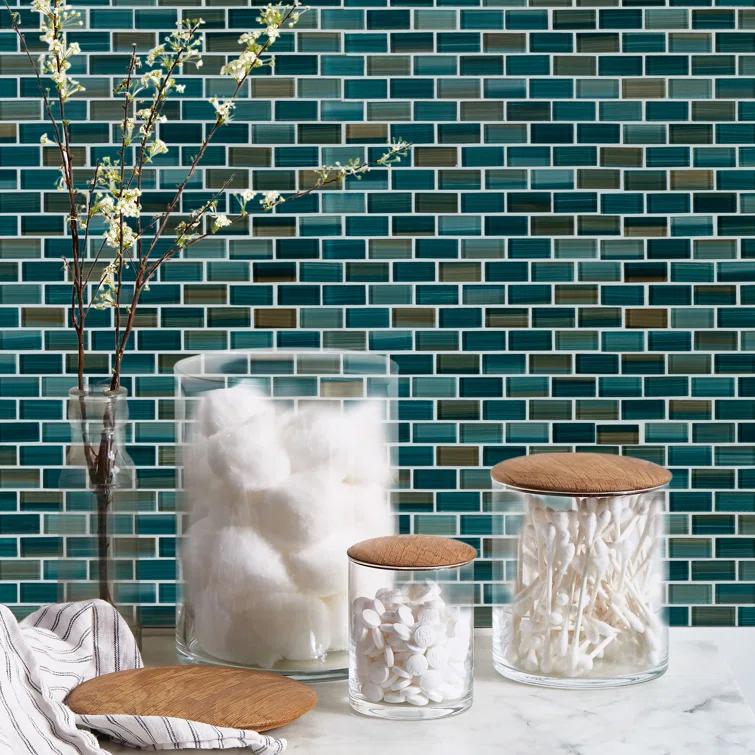 Swimming Pool Series 1" x 2" Straight Edge Glass Mosaic Tile