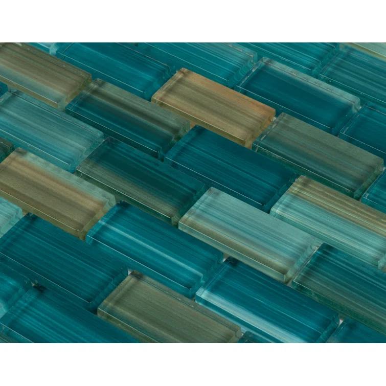 Swimming Pool Series 1" x 2" Straight Edge Glass Mosaic Tile