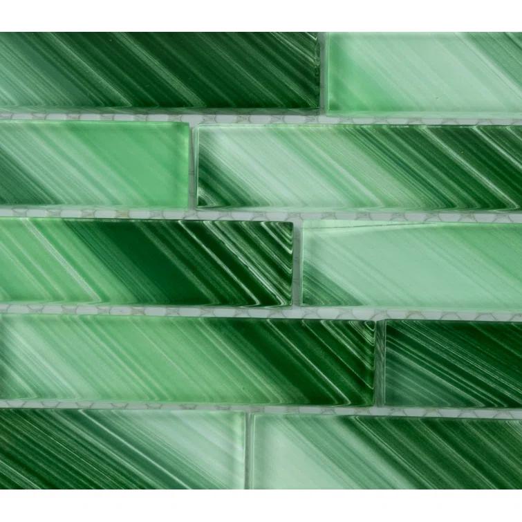 Premium Hand Painted 1" x 4" Straight Edge Glass Mosaic Tile