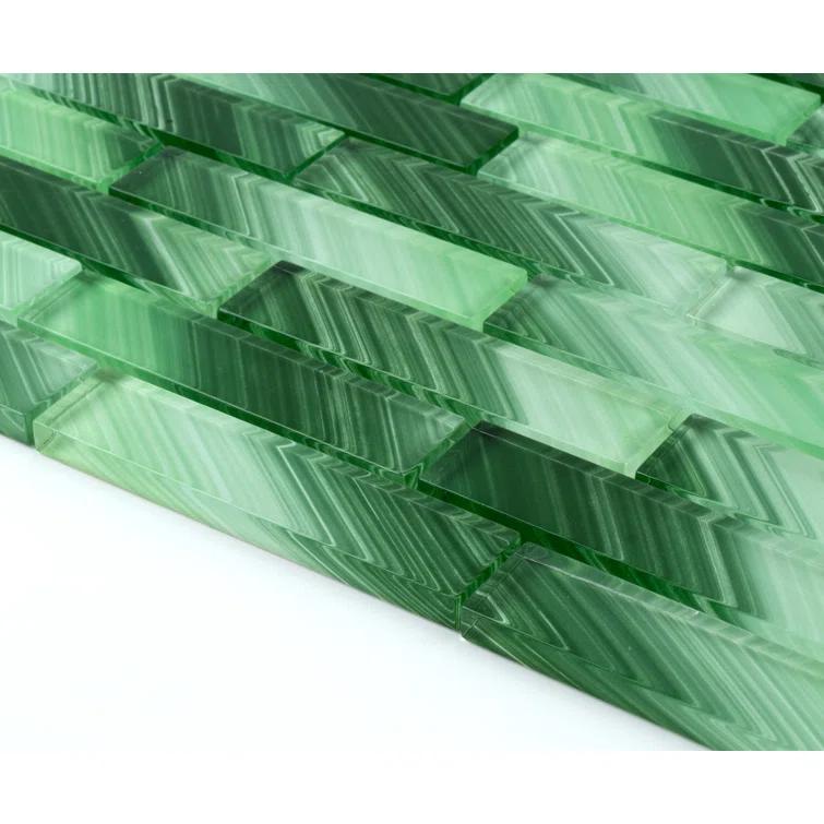 Premium Hand Painted 1" x 4" Straight Edge Glass Mosaic Tile