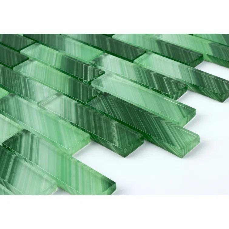 Premium Hand Painted 1" x 4" Straight Edge Glass Mosaic Tile