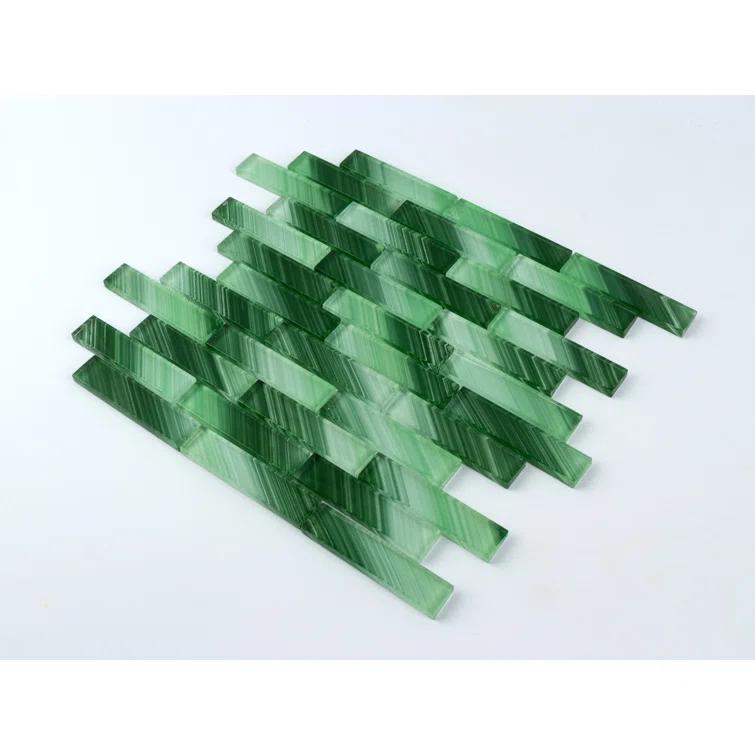 Premium Hand Painted 1" x 4" Straight Edge Glass Mosaic Tile